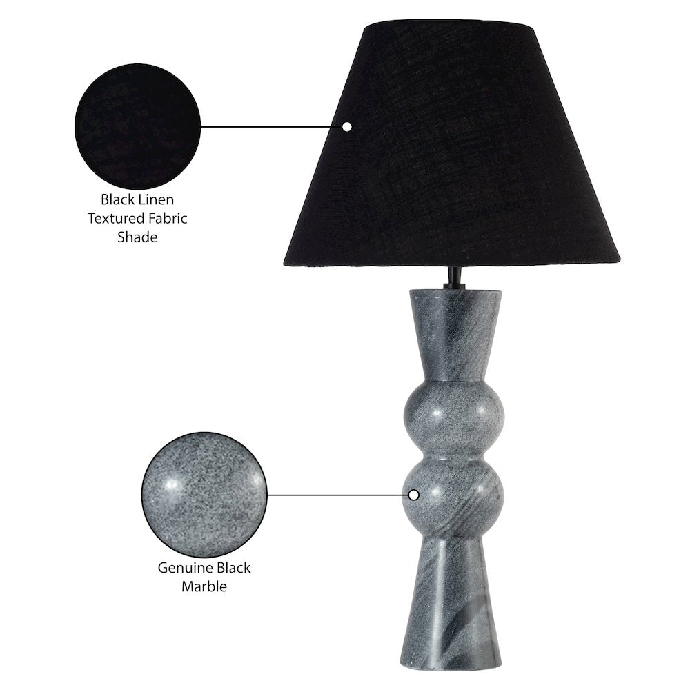 Pietra Black Genuine Marble Base And Cotton Shade Table Lamp