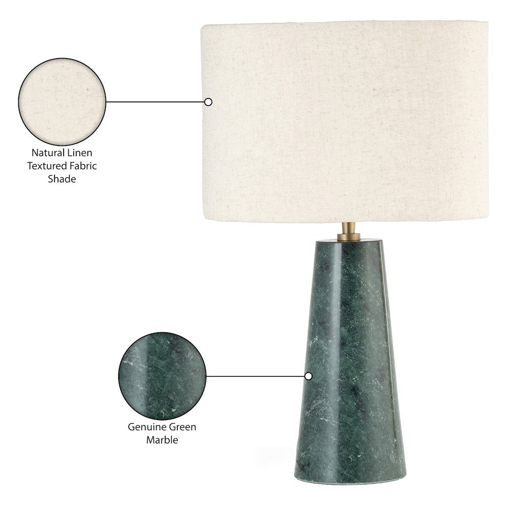 Dolomia Green / Off White Genuine Marble Base And Cotton Shade Table Lamp
