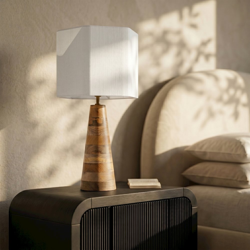 Juniper Natural / Off White Mango Wood Base And Cotton Shade Table Lamp