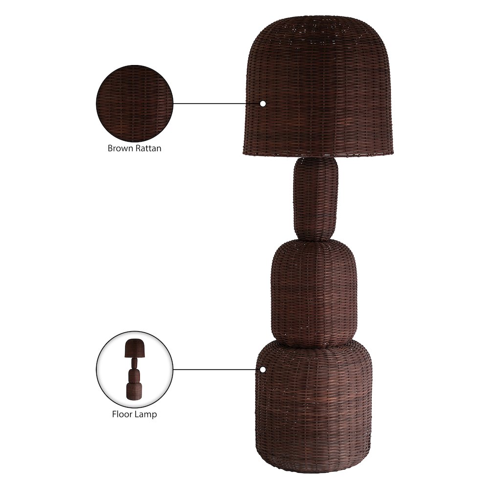 Harvest Brown Rattan Floor Lamp