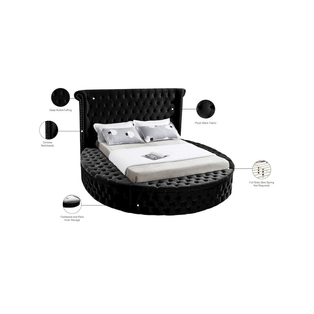 Luxus Black Velvet Full Bed