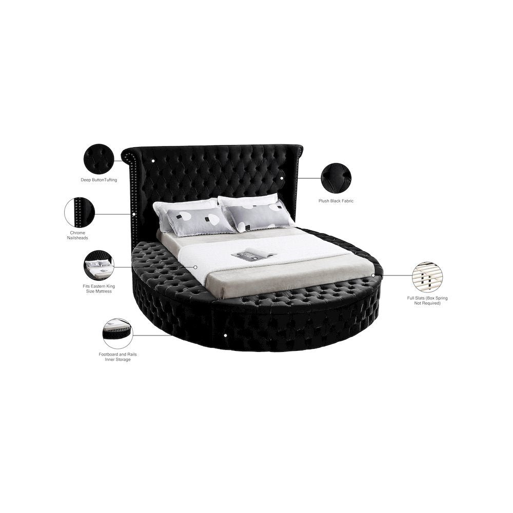 Luxus Black Velvet King Bed