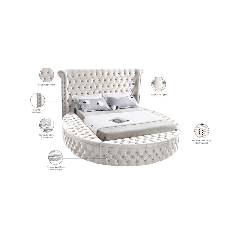 Luxus Cream Velvet King Bed
