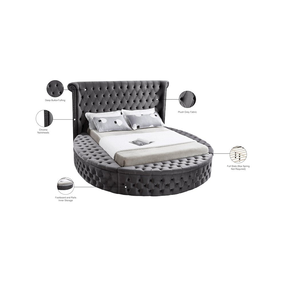 Luxus Grey Velvet Full Bed