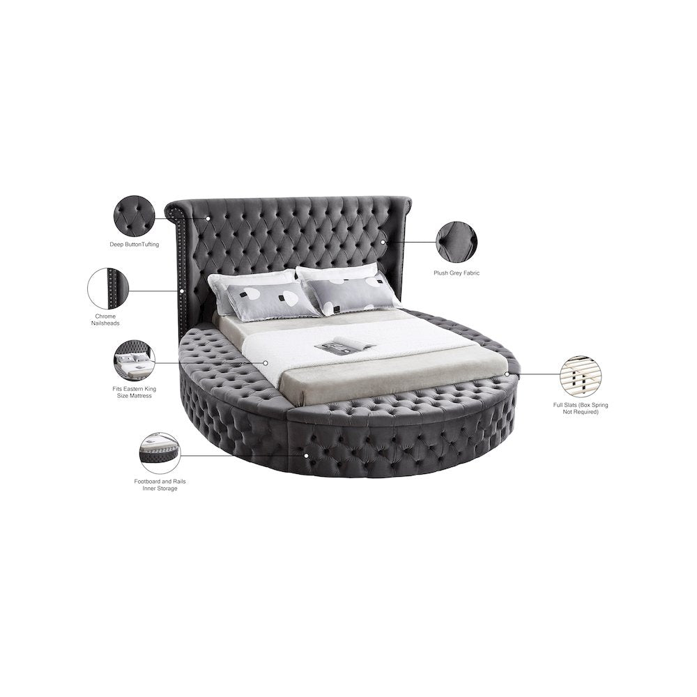 Luxus Grey Velvet King Bed