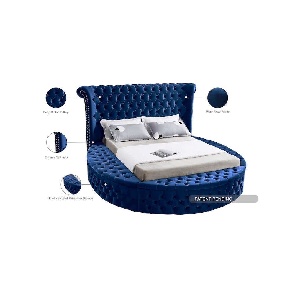 Luxus Navy Velvet King Bed