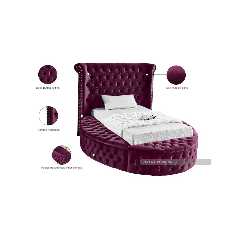 Luxus Purple Velvet Twin Bed