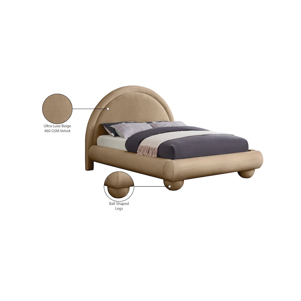 Madrid Beige Velvet Full Bed