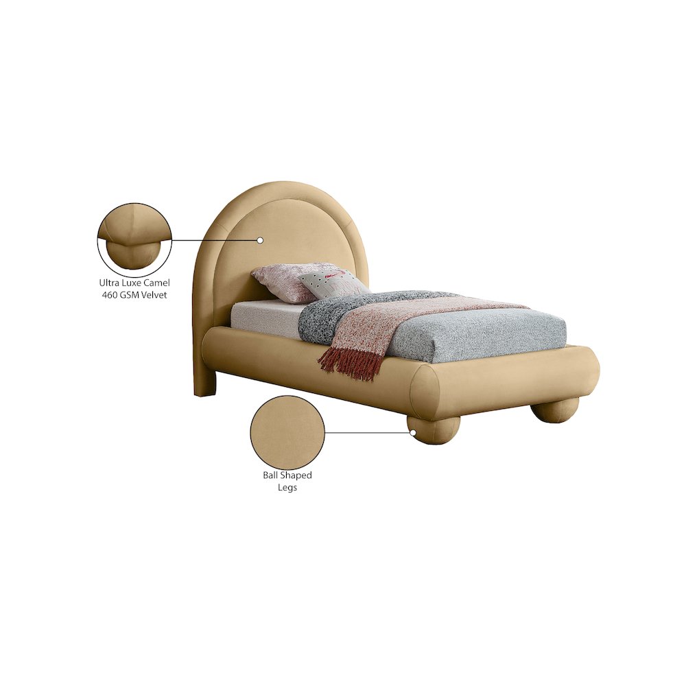 Madrid Camel Velvet Twin Bed