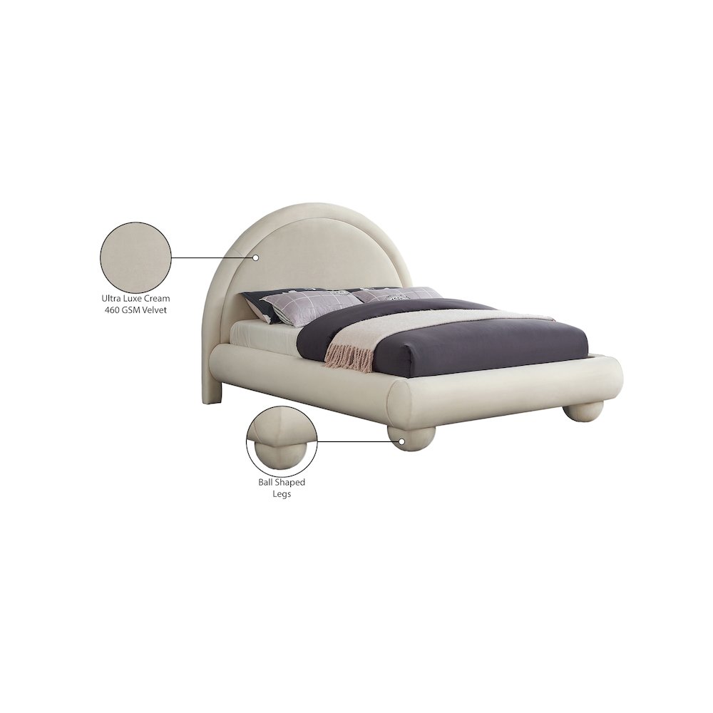 Madrid Cream Velvet Queen Bed