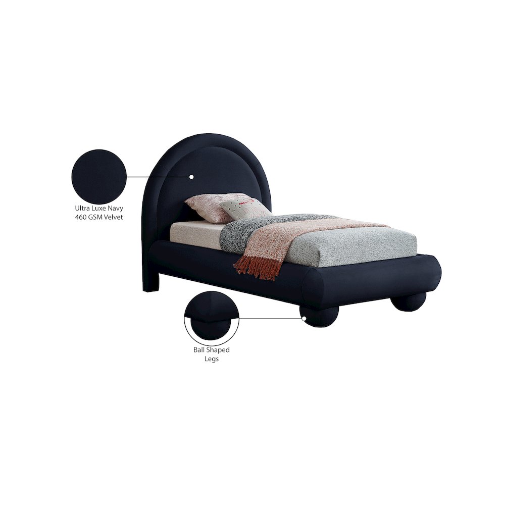 Madrid Navy Velvet Twin Bed