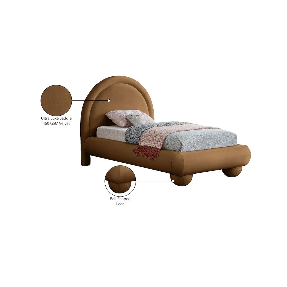 Madrid Saddle Velvet Twin Bed