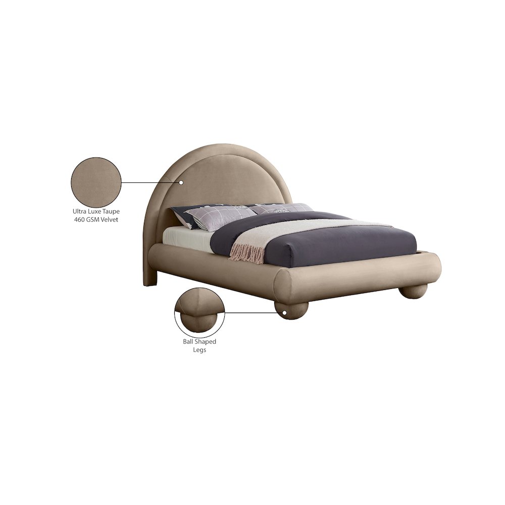 Madrid Taupe Velvet Queen Bed