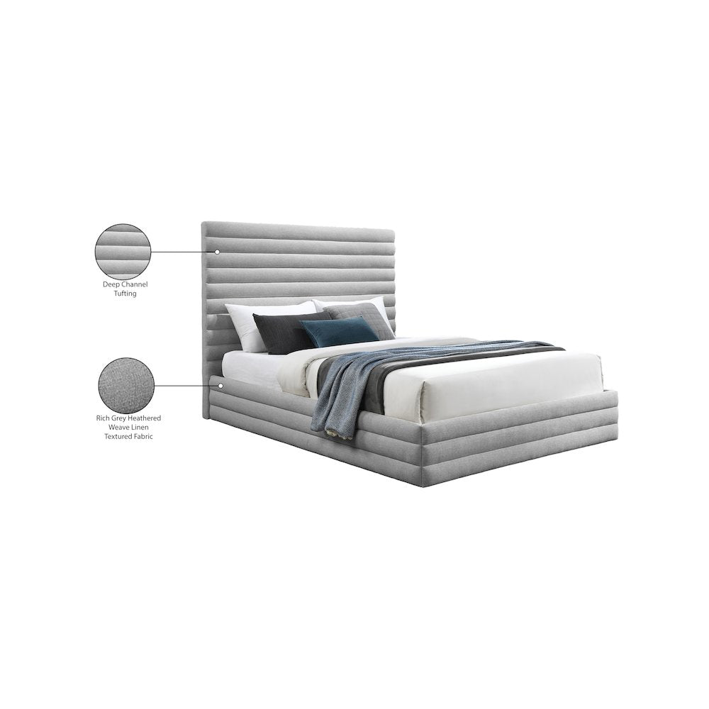 Maxwell Grey Linen Textured Fabric Full Bed