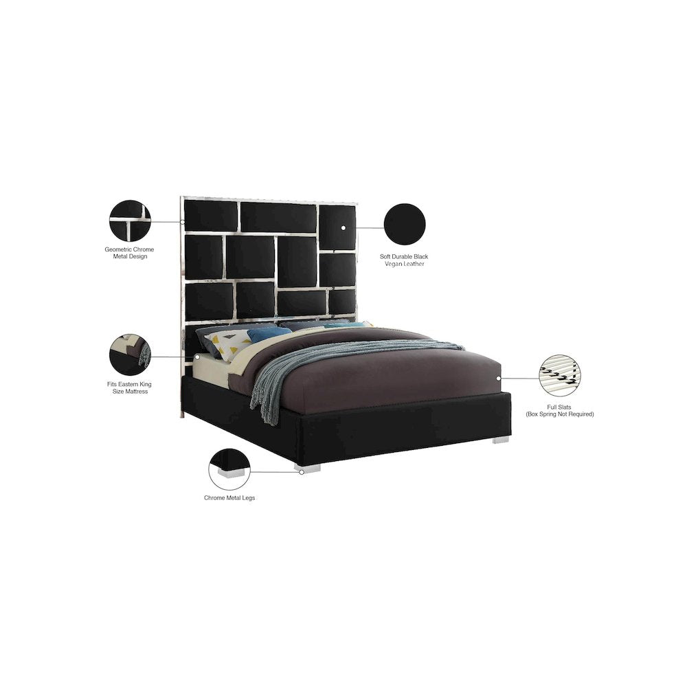 Milan Black Vegan Leather King Bed