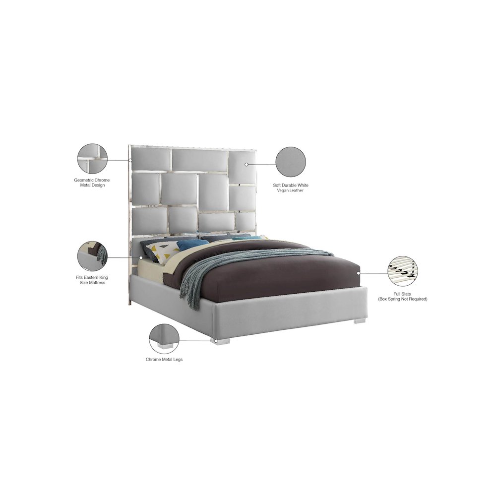 Milan White Vegan Leather King Bed