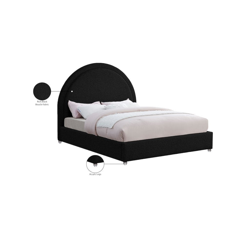Milo Black Fabric Queen Bed