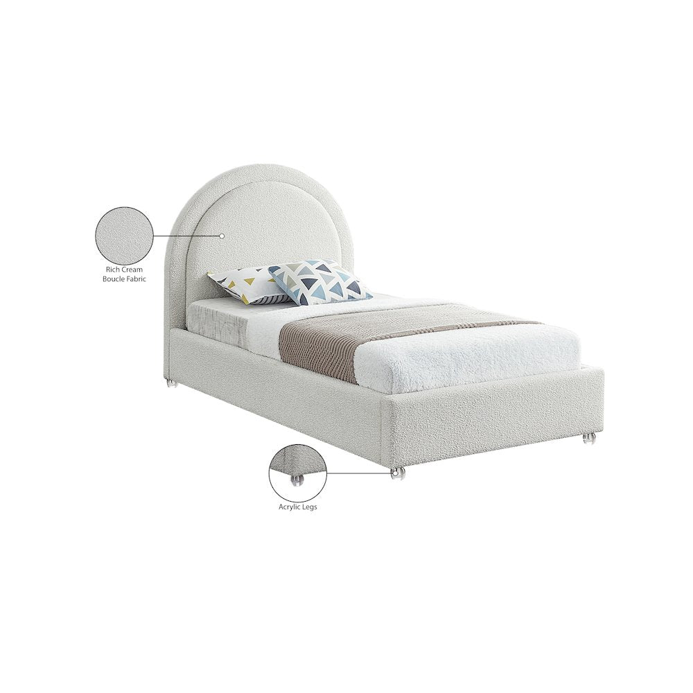 Milo Cream Fabric Twin Bed