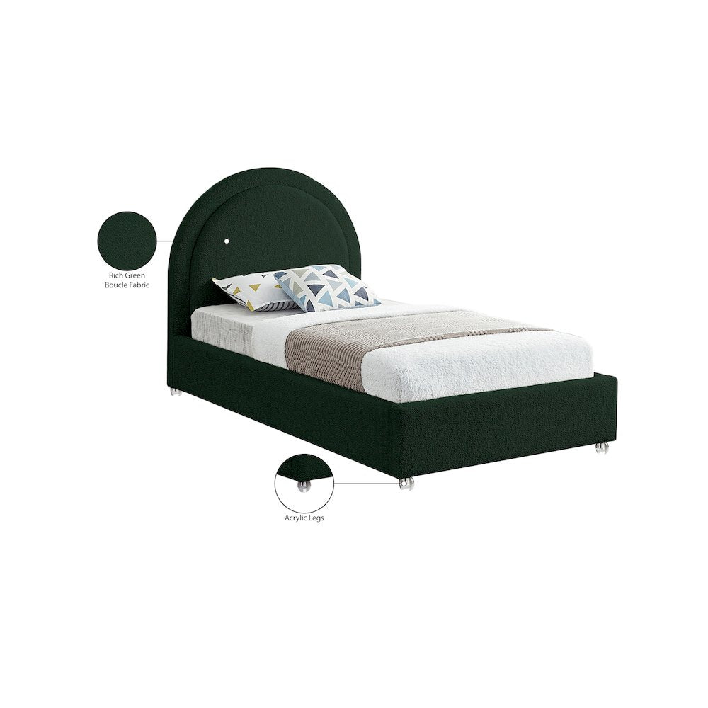 Milo Green Fabric Twin Bed