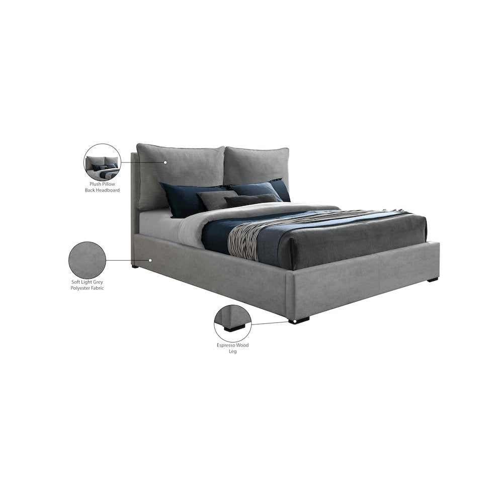 Misha Light Grey Polyester Fabric King Bed