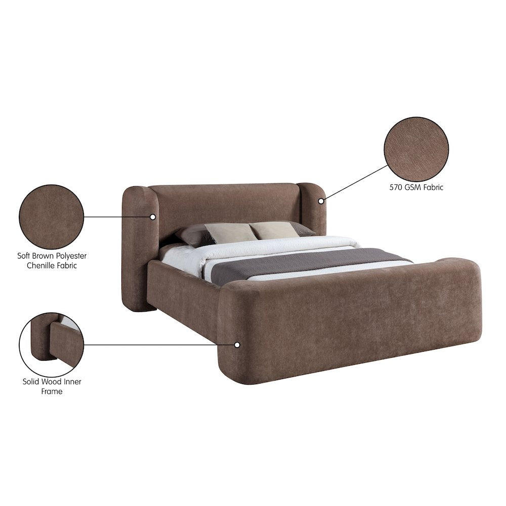 Modena Brown Chenille Fabric Upholstered Full Bed