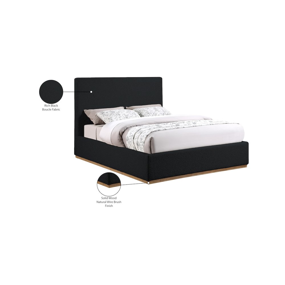 Monaco Black Boucle Fabric Queen Bed