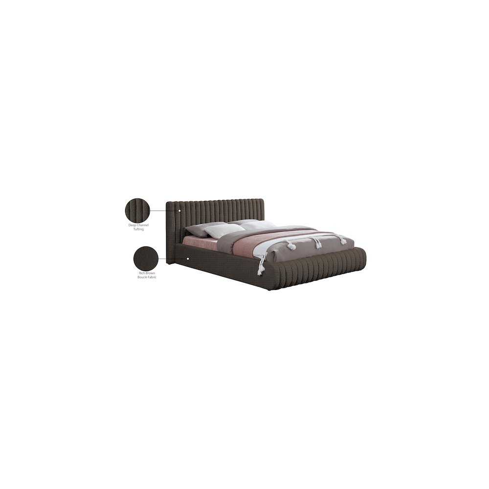 Nash Brown Boucle Fabric Full Bed