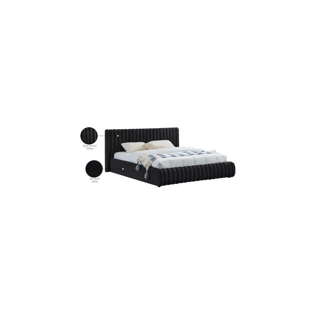 Nico Black Velvet King Bed