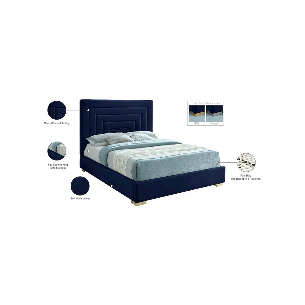 Nora Navy Velvet King Bed