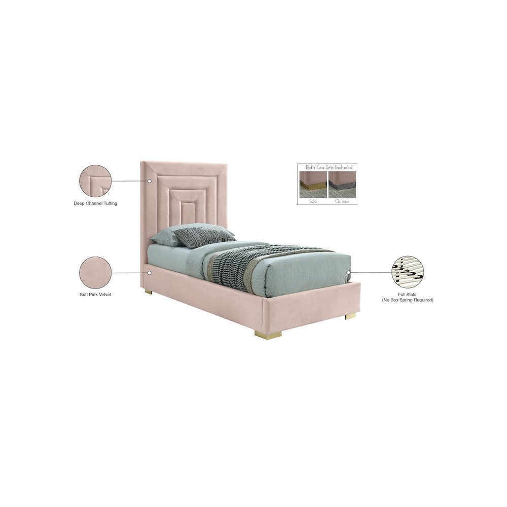 Nora Pink Velvet Twin Bed