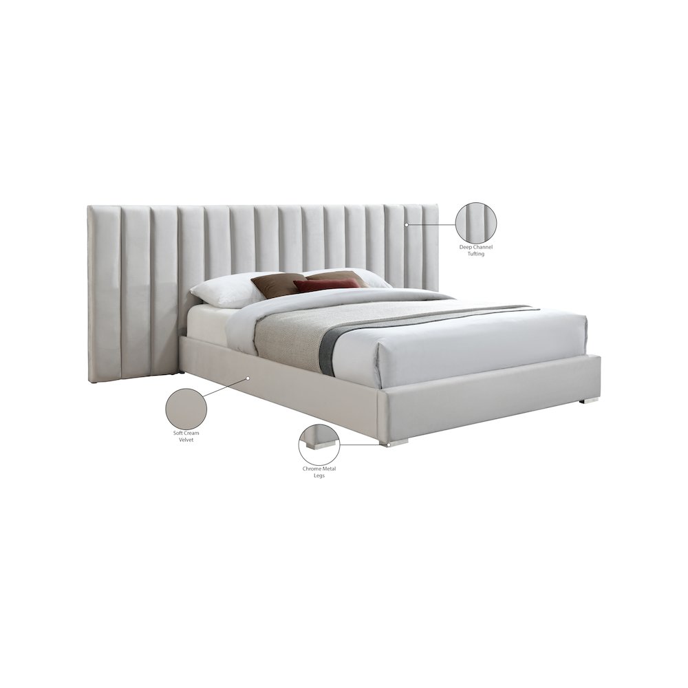 Pablo Cream Velvet King Bed