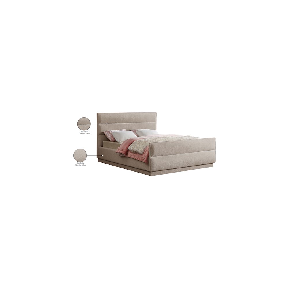 Paxton Beige Chenille Fabric Full Bed