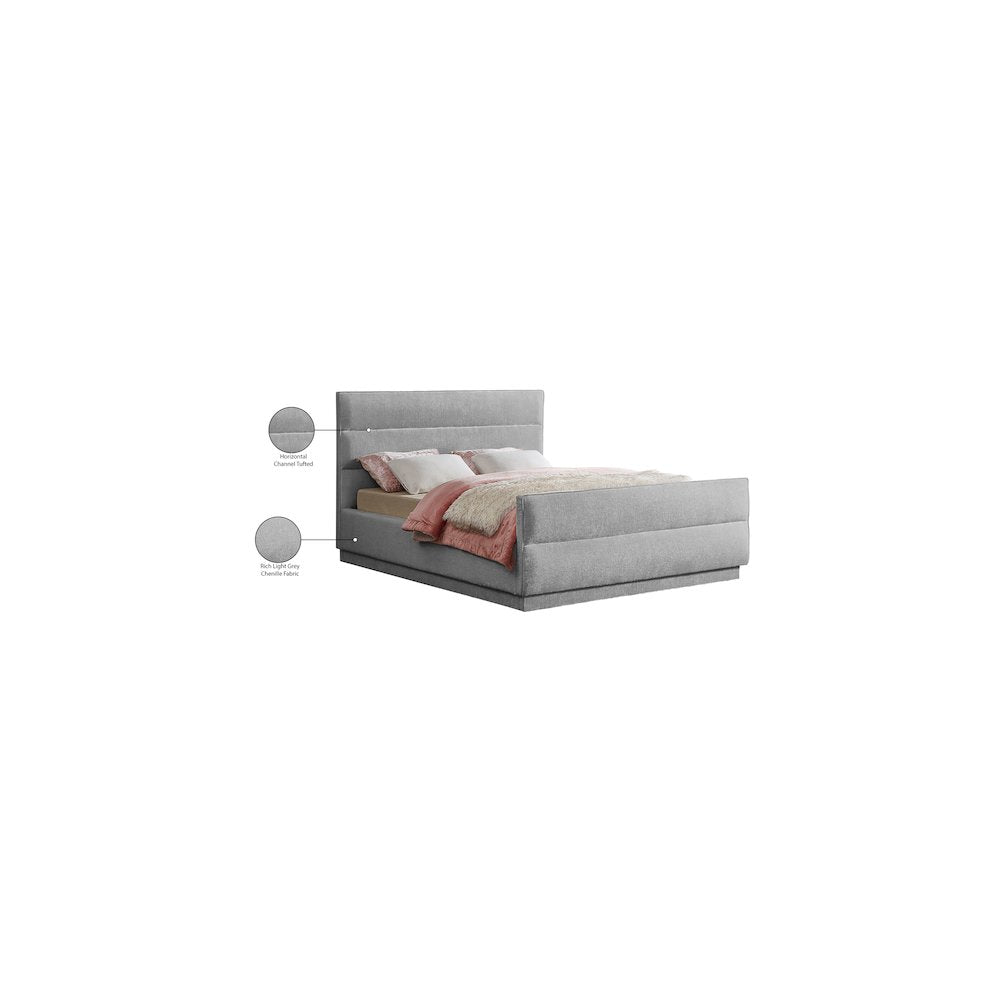 Paxton Grey Chenille Fabric Full Bed