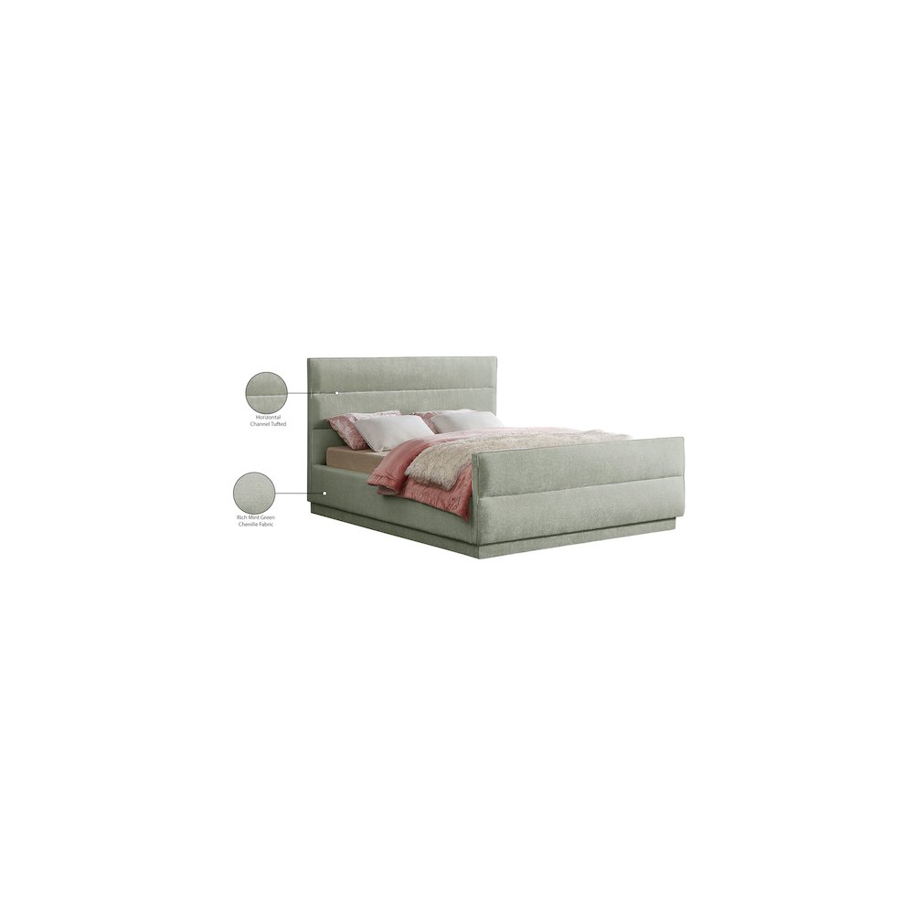 Paxton Mint Chenille Fabric Queen Bed