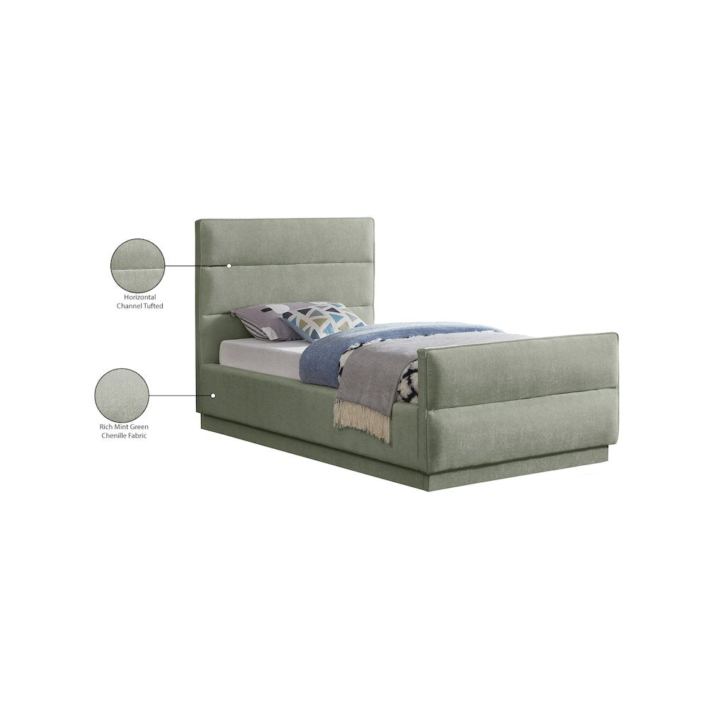 Paxton Mint Chenille Fabric Twin Bed