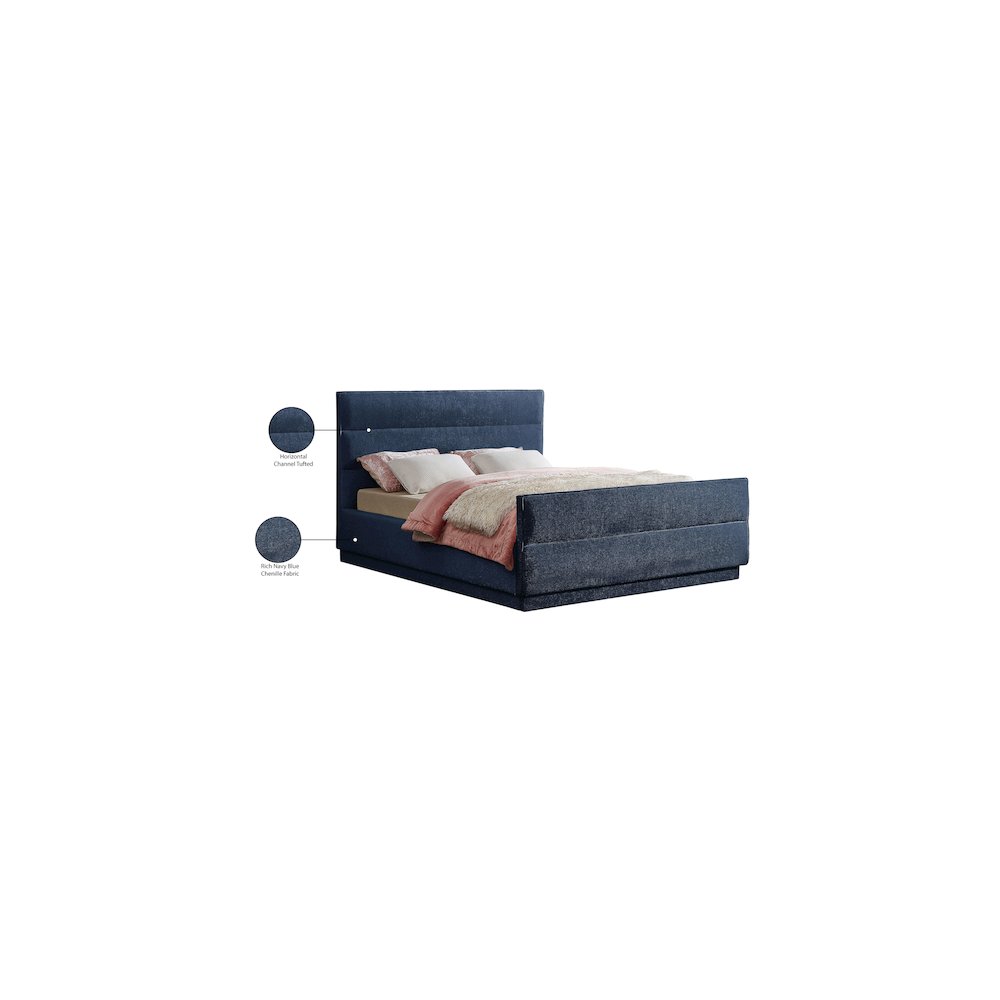 Paxton Navy Chenille Fabric Full Bed
