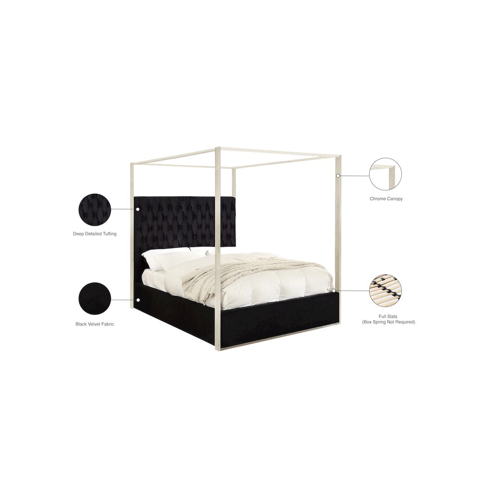 Porter Black Velvet Queen Bed