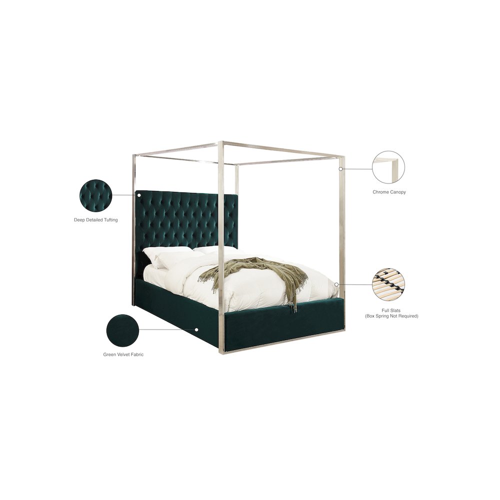 Porter Green Velvet Queen Bed