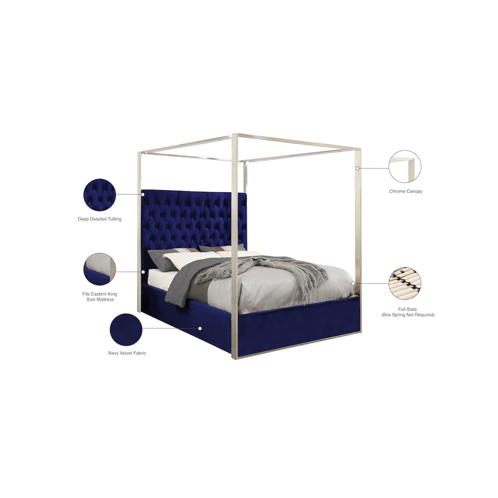 Porter Navy Velvet King Bed