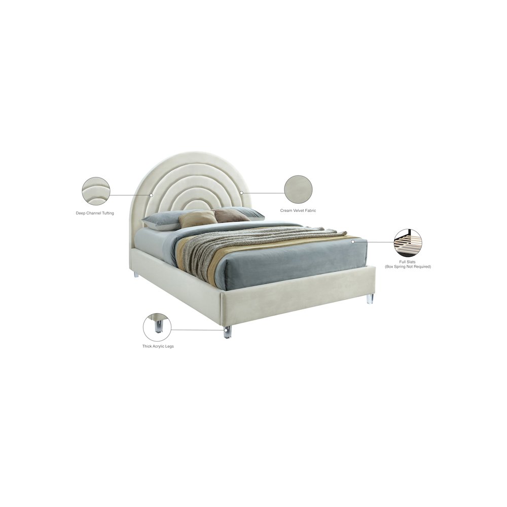 Rainbow Cream Velvet Full Bed