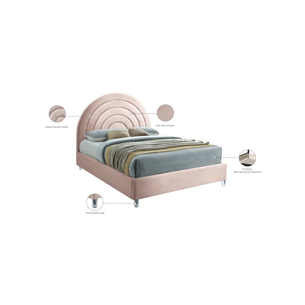 Rainbow Pink Velvet Full Bed