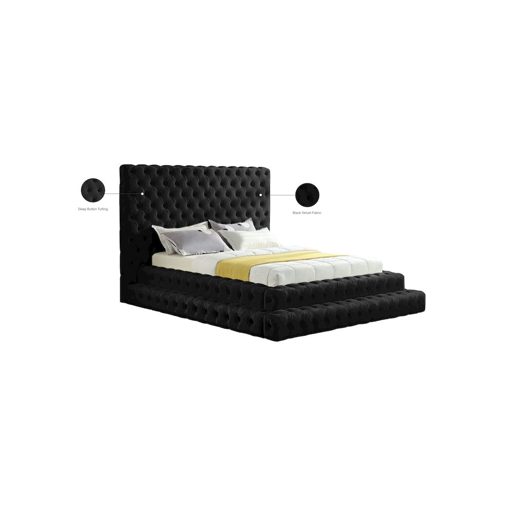 Revel Black Velvet Queen Bed