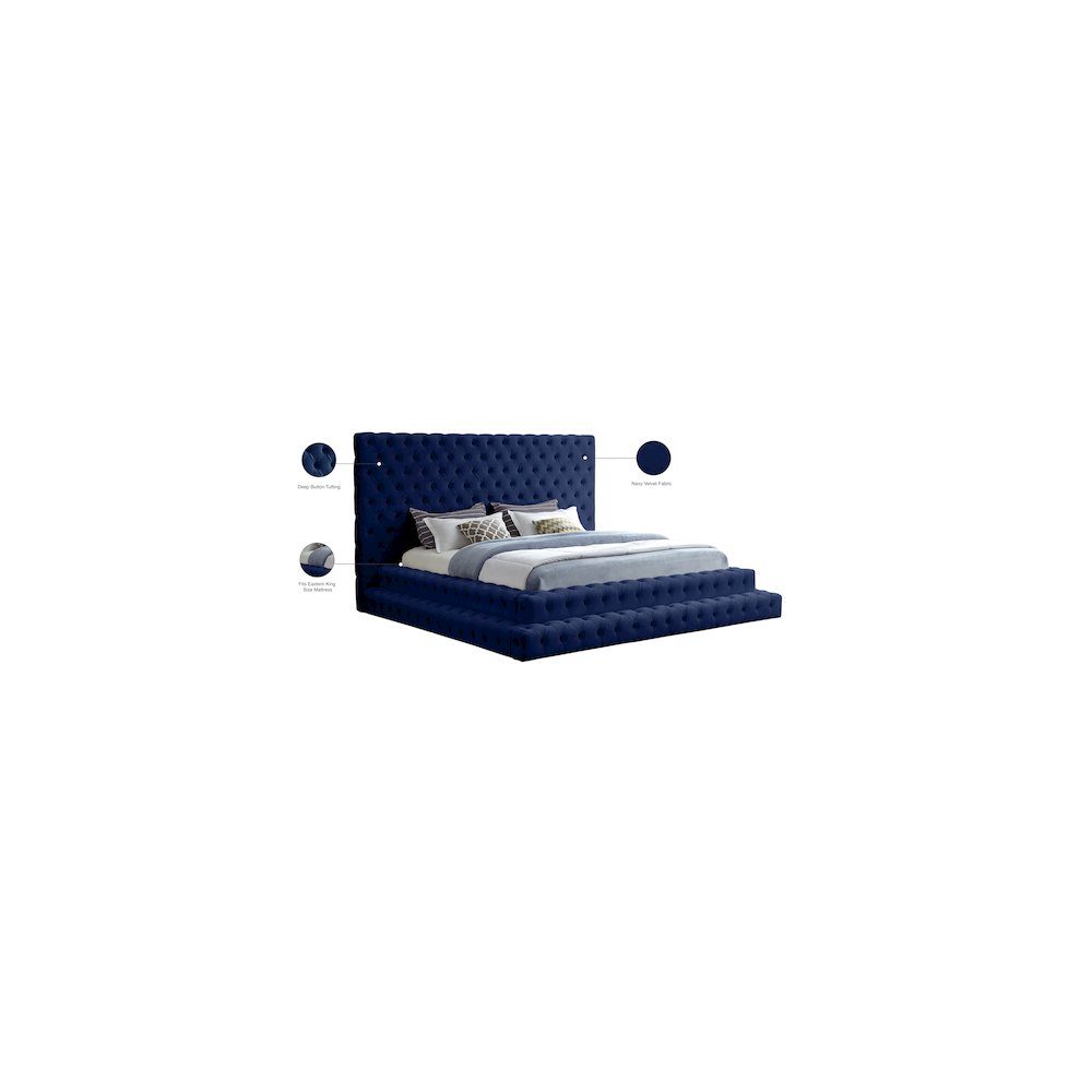 Revel Navy Velvet King Bed
