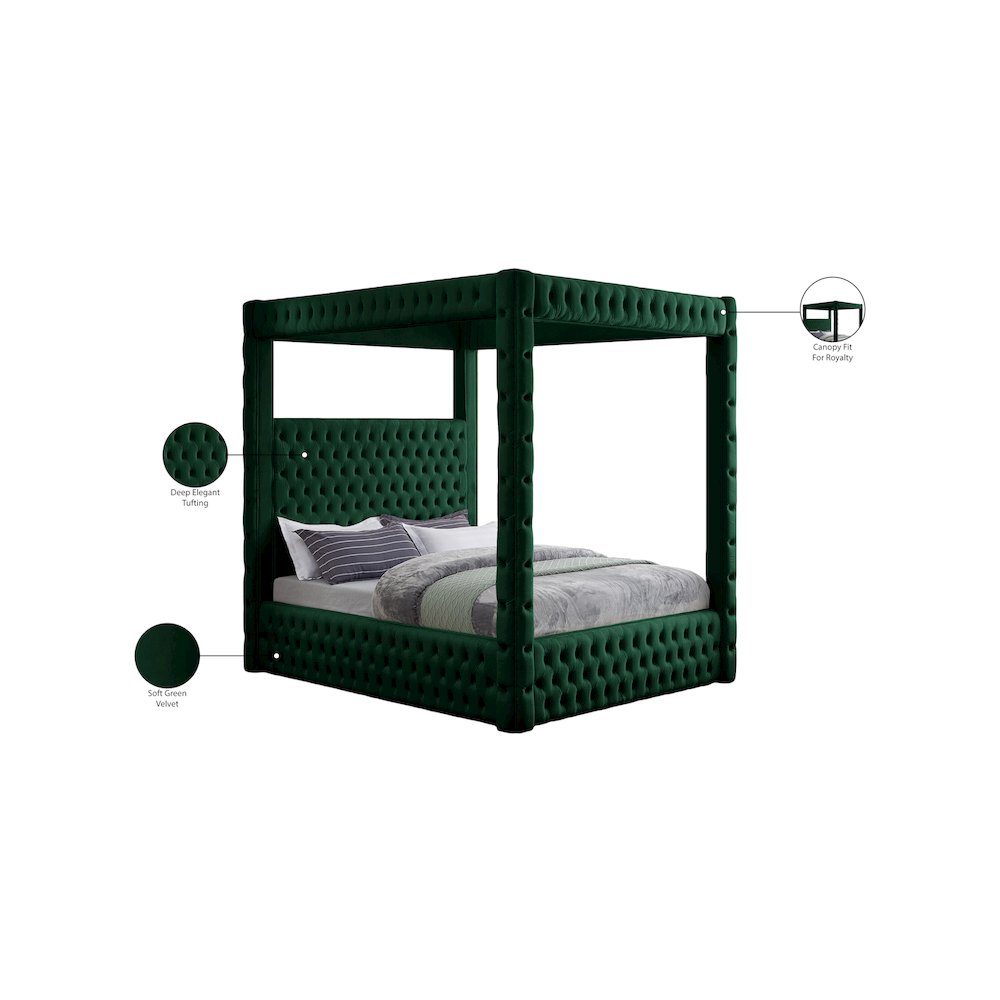 Royal Green Velvet Queen Bed
