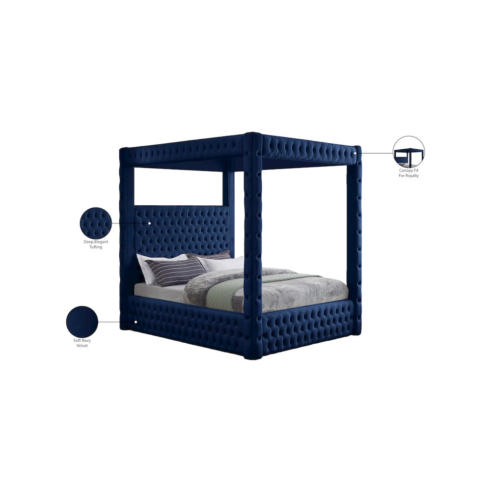 Royal Navy Velvet Queen Bed