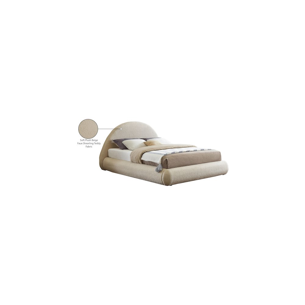 Rudy Beige Teddy Fabric King Bed