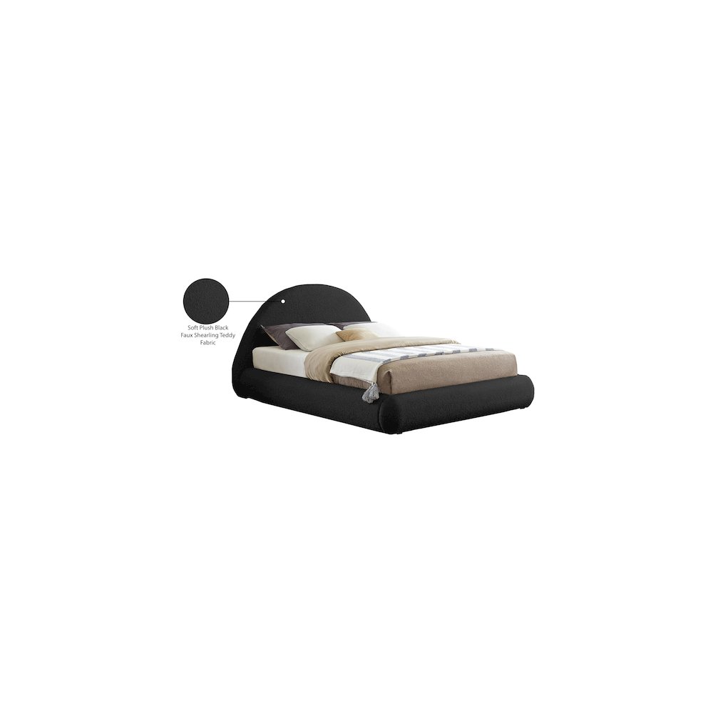 Rudy Black Teddy Fabric Queen Bed