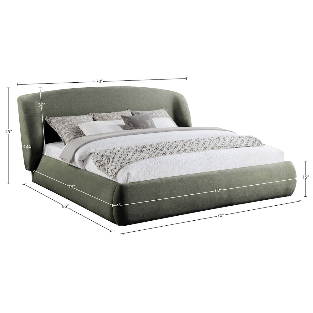 Sandro Green Chenille Fabric Upholstered Full Bed
