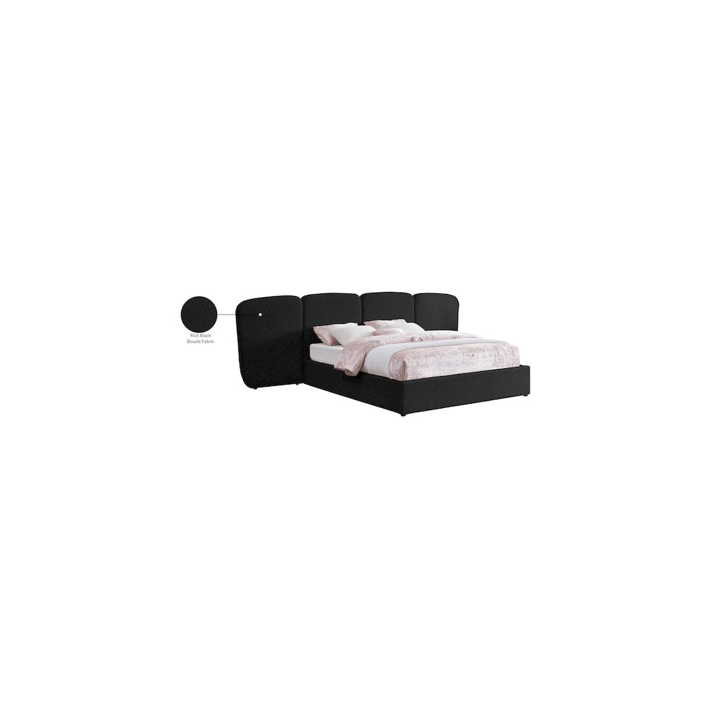 Shiloh Black Boucle Fabric Queen Bed