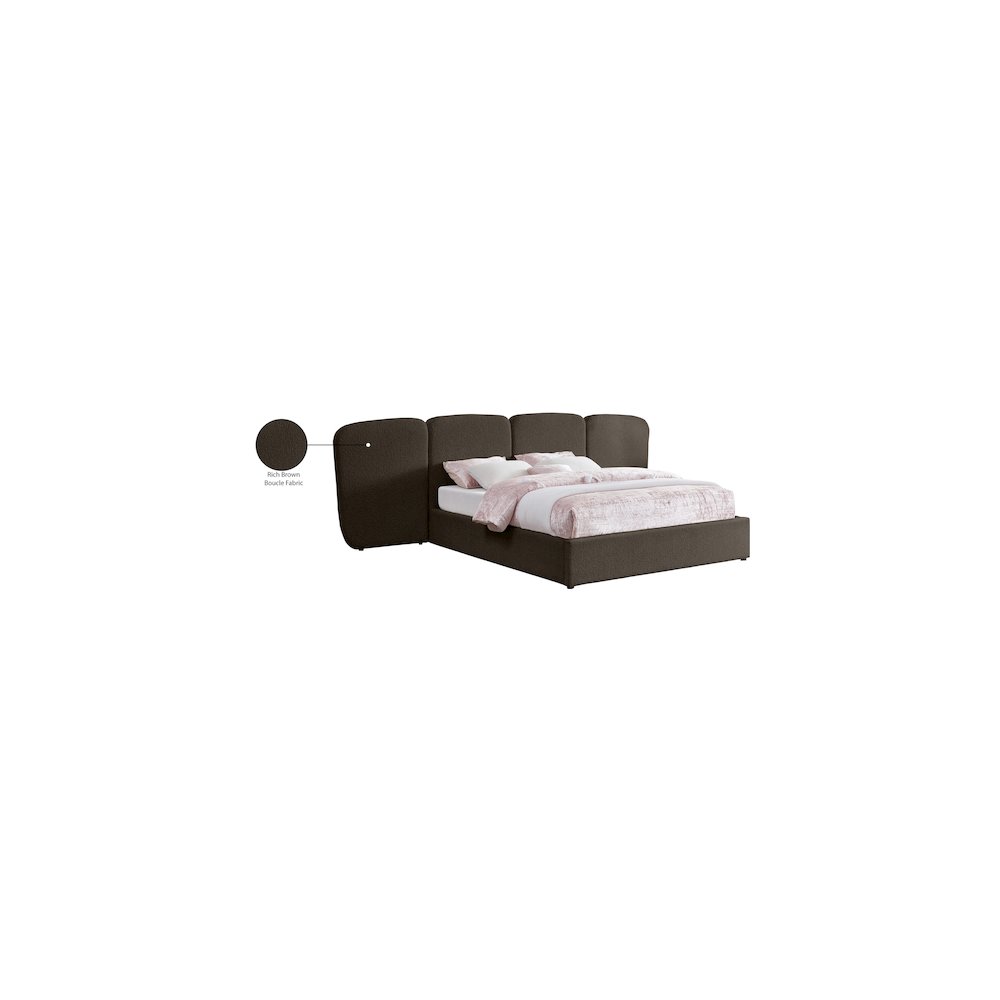 Shiloh Brown Boucle Fabric King Bed